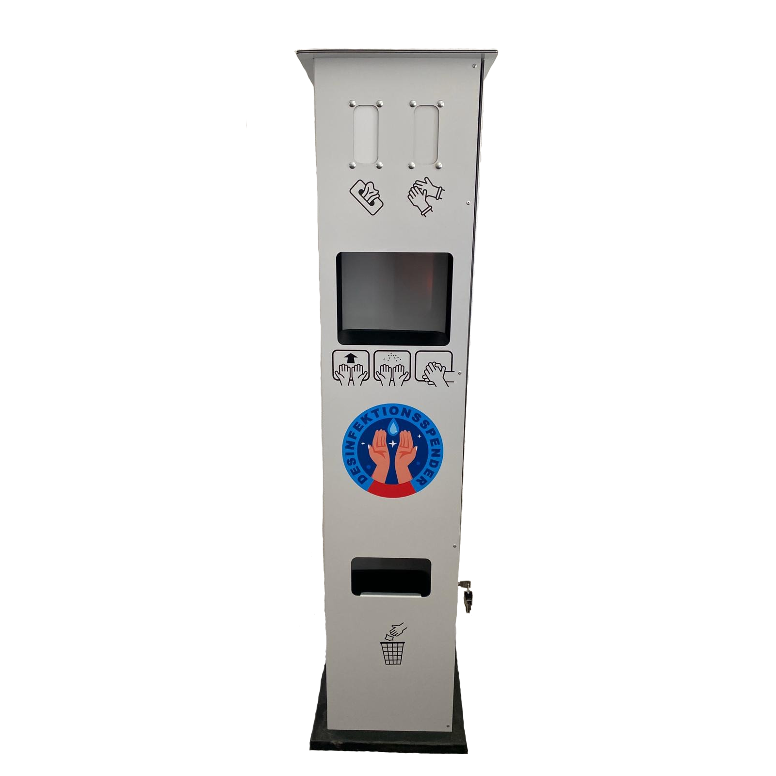 Produktbild von Mobile Hand Desinfektionsstation Säule 22 – Edelstahl-Spender 1L, Höhenverstellbar, Für Kliniken, Schulen & Geschäfte